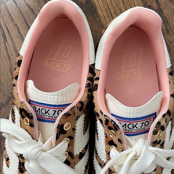 BACK 70 Cloud Leopard Calf Hair Camel and White Embossed Leather Sneakers - Picture 9 of 10